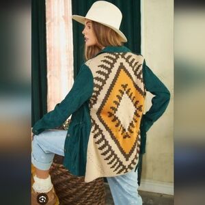 NWT DAVI & DANI Teal Corduroy Utility Jacket Shirt With Pockets_Small